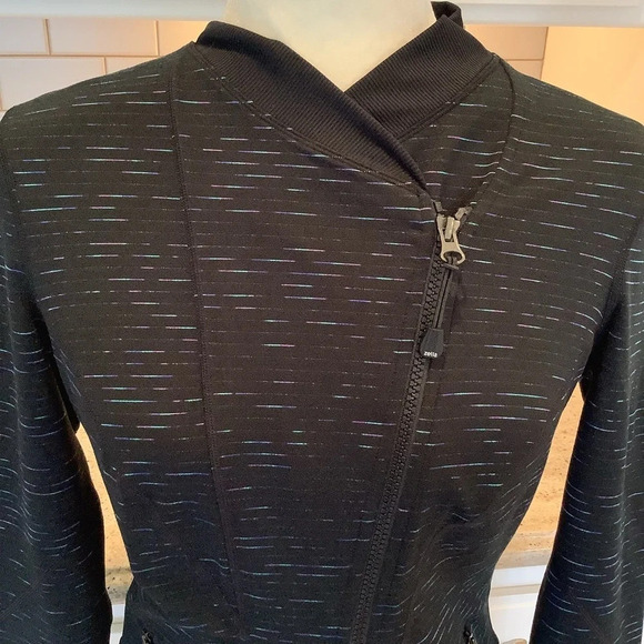 Zella Black Full Asymmetrical Zip Jacket Medium - Picture 2 of 8